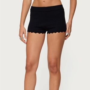 Edikted Black High Waist Scallop Hem Shorts